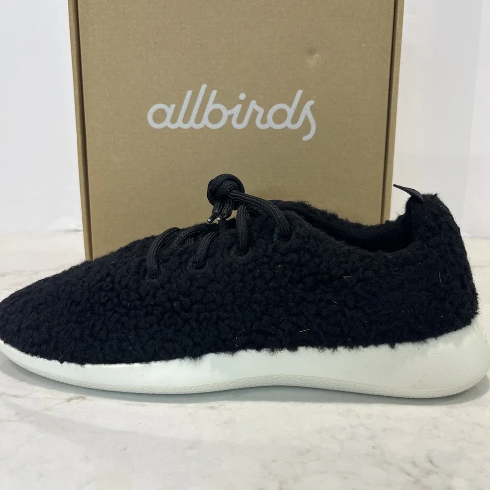 Allbirds NEW Mens 11 Wool Runner‎ Fluff Natural Black Sneakers Shoes Travel